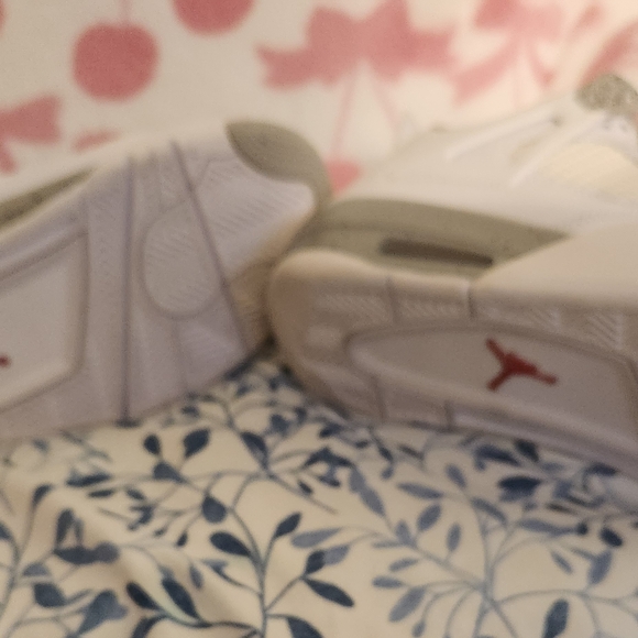 Jordan Kids White and Gray Sneakers with Red Logo